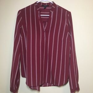 Red Striped Formal Blouse